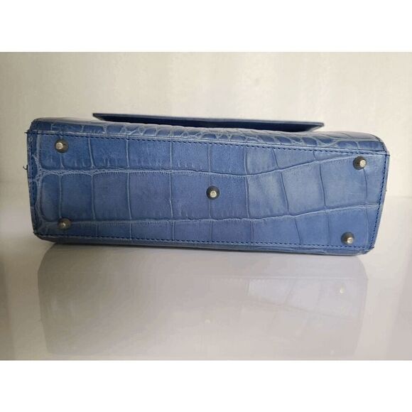 Versace Blue Croc-Embossed Crossbody Bag - Picture 15 of 16